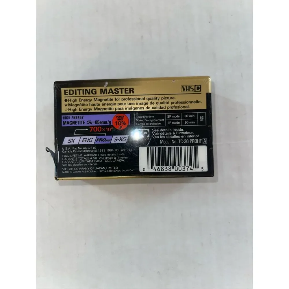 New Sealed JVC TC-30 PRO‎ HF PROHF Compact VHS Tape Cartridge  A52